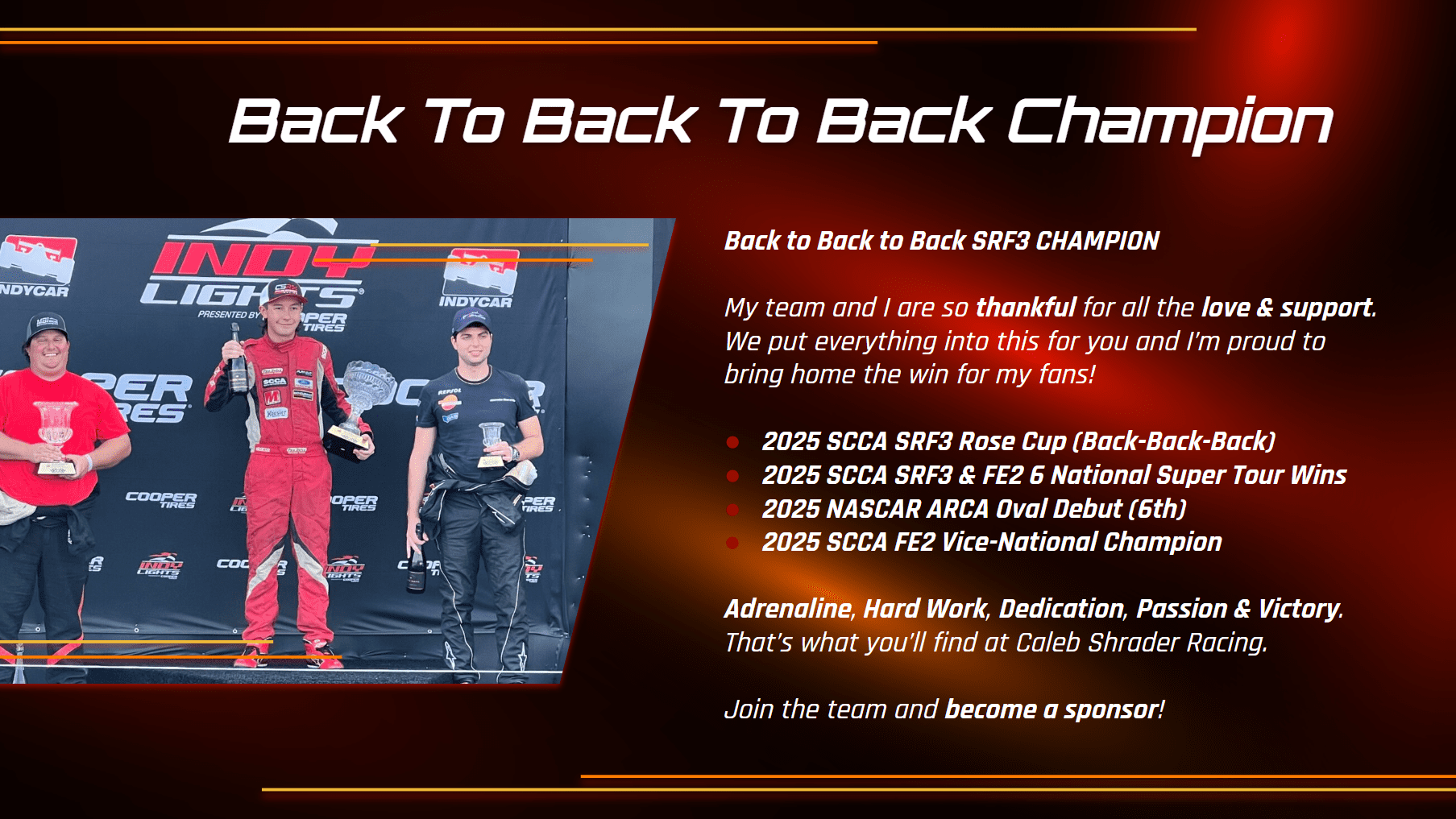 Most Winning Racer in Portland Caleb Shrader Racing